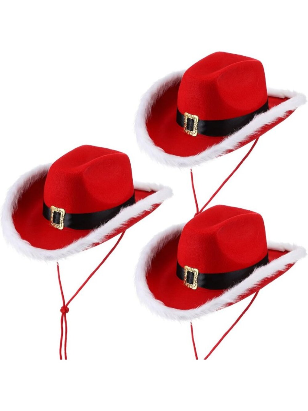 Unisex 3-Piece Santa Cowboy Hat Set | Festive Holiday Accessories for Men